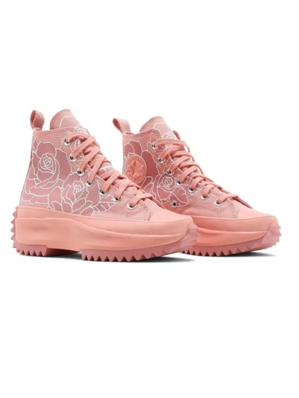 Converse Run Star Hike High Top Pink Quartz White Floral, Size 7
